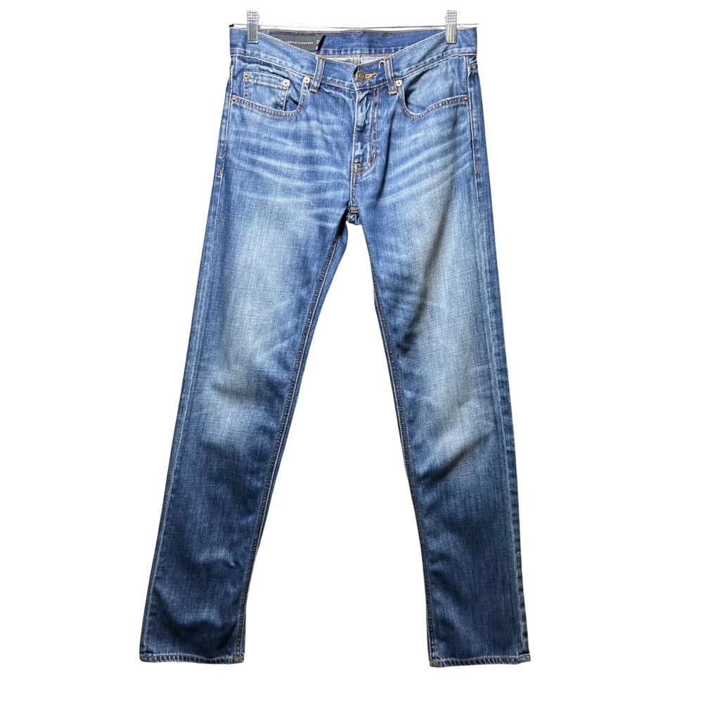 Armani Exchange Mens Straight Leg Jeans Medium Wash Blue Denim 29R 100% Cotton